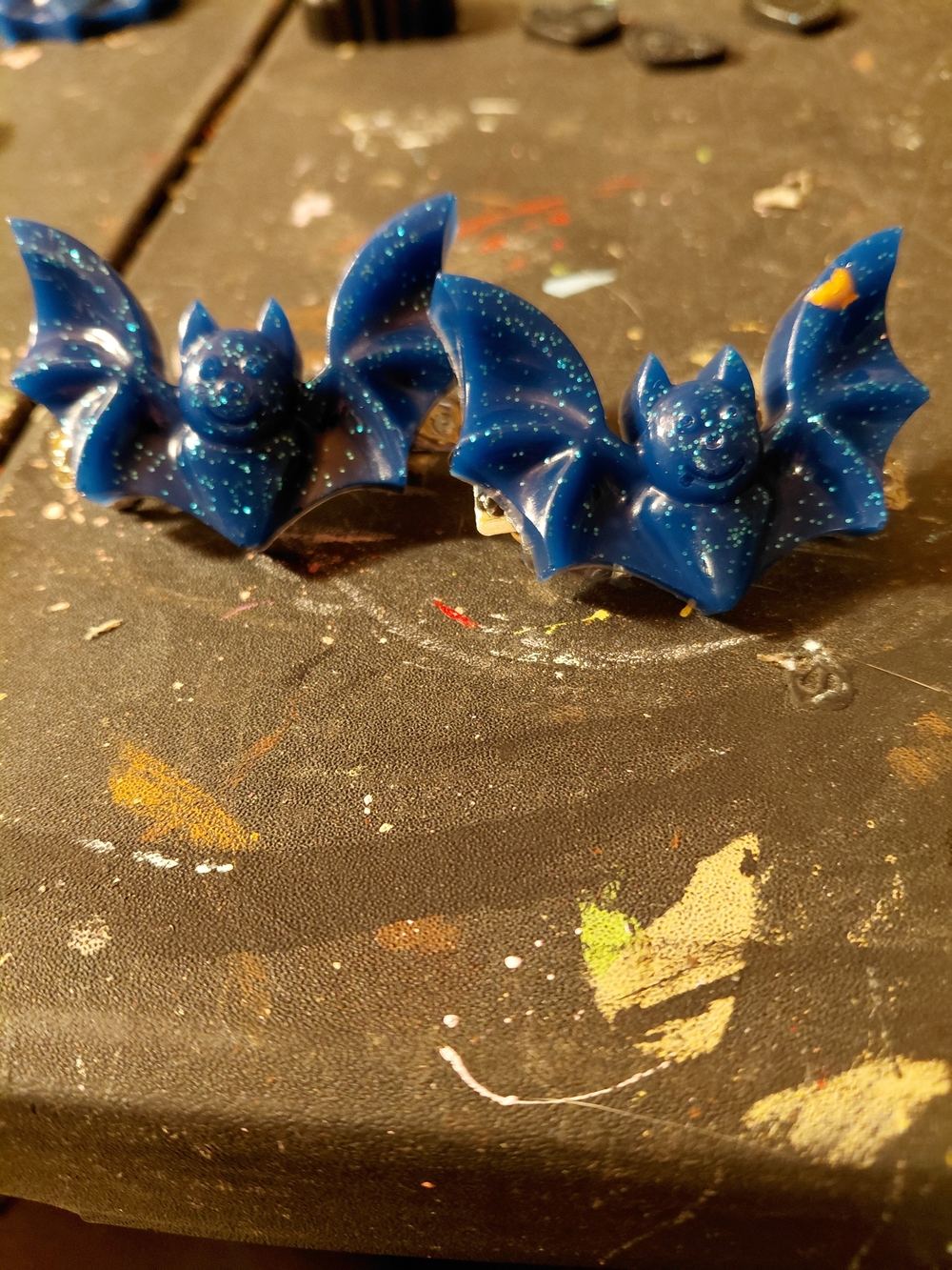 Sparkling Blue Bat Snap Hair Clips for Kids